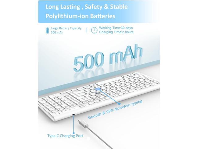FENIFOX Wireless Keyboard, Bluetooth & 2.4G USB & USB-C Rechargeable Silent Ultra Quiet Low Profile Compact Full Size with Number Pad Soft Multi...