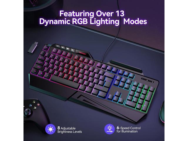 TECKNET Wired RGB Gaming Keyboard - 26-Key Anti-Ghosting, 13 Lighting Modes, Spill-Resistant, 108 Membrane Keys, Plug & Play - with Ergonomic Wrist...