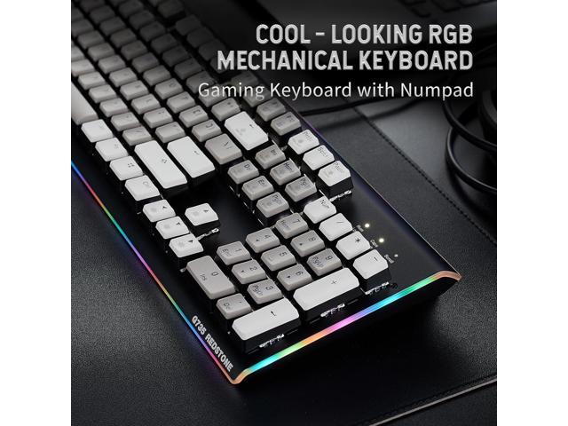 Hexgears GK735 Wired Full Size Mechanical Keyboard, Aluminum Housing Built for Gamers w/Kailh Box White Switch, White Backlit + Surrounded by RGB...