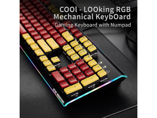 Hexgears GK735 Wired Mechanical Gaming Keyboard, Hot-Swappable Full-Size Keyboard with White Backlit + Surround Side Light Strip, Aluminum Finish,...
