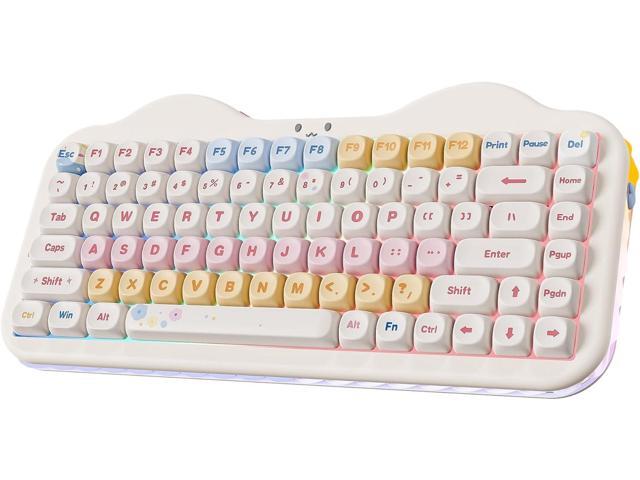 C75 Wireless Mechanical Keyboard,75% Layout, Hot-Swappable NKRO,BT5.0/2.4G/USB-C Mode,Dye-Sub PBT MOA Keycaps,RGB Gasket Mount,Cute Cake Design for...