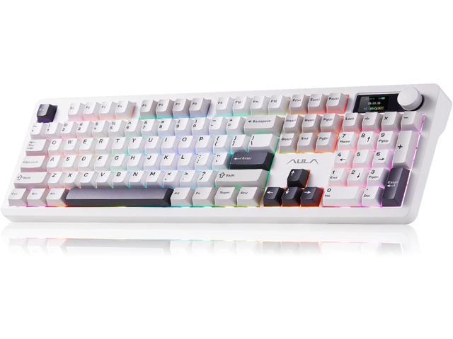 AULA F106PRO Wireless Keyboard, Full Size Mechanical Keyboard with Media Knob & Screen, 8000mAh Battery Hot Swappable Custom PBT keycaps Gaming...