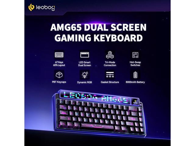 x Aula AMG65 Mechanical Gaming Keyboard with Dual Screen, 65% Wireless Small Custom Keyboard RGB, Bluetooth/2.4G/Wired, Rapid Trigger, Hot...