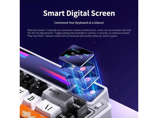 x Aula AMG65 Mechanical Gaming Keyboard with Dual Screen, 65% Wireless Small Custom Keyboard RGB, Bluetooth/2.4G/Wired, Rapid Trigger, Hot...
