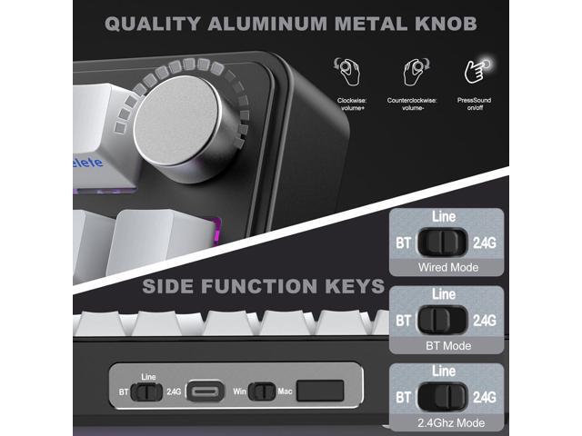 CC MALL M75 Mechanical Keyboard,75% Gasket Hot Swappable,RGB Backlit,Side Printed PBT Keycaps,2.4Ghz/Bluetooth/USB-C Gaming Keyboards (White and...