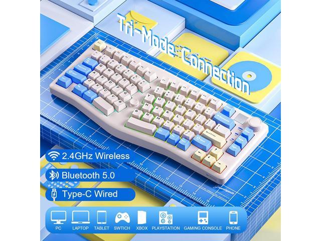 LEOBOG A75 Alice Keyboard, Tri-Mode Bluetooth/2.4G/USB-C Ergonomic Cute Creamy Keyboard with RGB Backlit Functional Knob Joystick, 75% Layout...