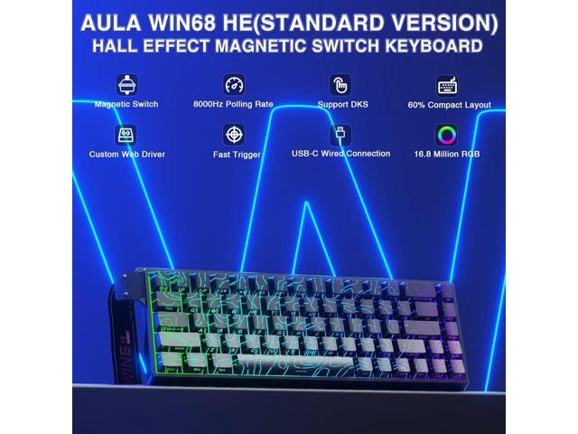 AULA WIN68 HE Mechanical Gaming Keyboard 60%, Hall Effect Magnetic Switch, Fast Trigger Mode Adjustable Actuation, 8000Hz Polling Rate, RGB...