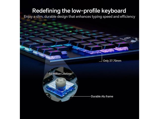 Hexgears Immersion A3 Low-Profile Wireless Mechanical Keyboard, TKL Hot-Swappable Aluminum Gaming Keyboard, BT5.0/2.4GHz/USB-C Linear Switches, RGB...