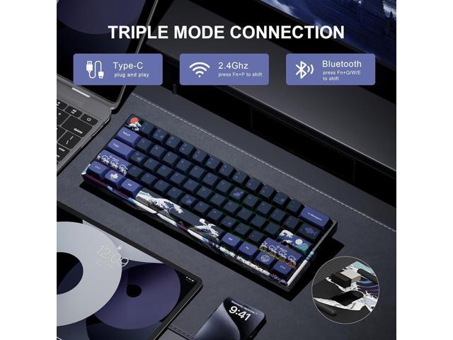 XVX 60% Gaming Keyboard, RGB 3-Modes Wireless Mechanical Keyboard, Mini 60 Percent Gamer Keyboard with Hot-Swappable Pre-lubed Linear Switch for...