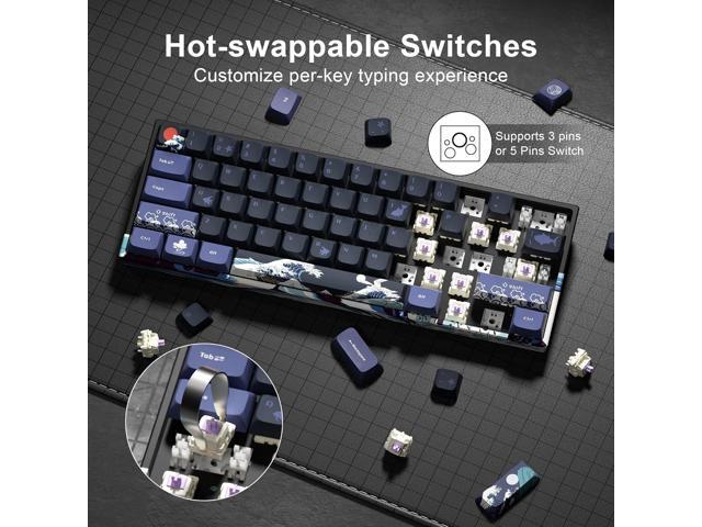 XVX 60% Gaming Keyboard, RGB 3-Modes Wireless Mechanical Keyboard, Mini 60 Percent Gamer Keyboard with Hot-Swappable Pre-lubed Linear Switch for...
