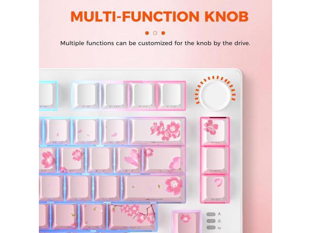 DAREU EK75PRO Sakura Pink Wireless Mechanical Gaming Keyboard,75% Hot Swap Creamy Keyboard with Knob,RGB Backlit,Gasket Custom Structure,Side...