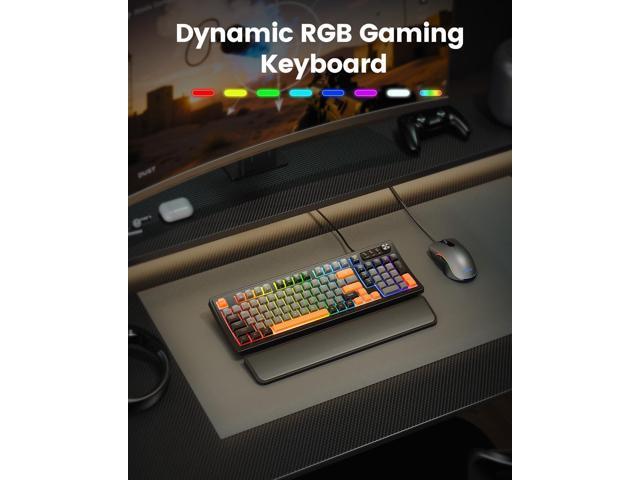SABLUTE Gaming Keyboard and Mouse, Quiet Membrane Keyboard with RGB Backlit Mechanical Feel, PC Gaming Keyboards Multimedia Knob, Anti-Ghosting,...