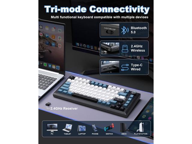 Y75 Gasket Wireless Mechanical Keyboard,75% Hot-Swappable with Knob, Tri-Mode,Creamy Pre-lubed Milk Linear Switches & Doubleshot PBT Keycaps, RGB,...