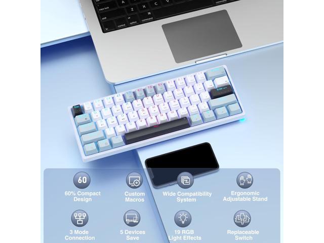 SOLAKAKA SK961 Wireless Mechanical Keyboard with RGB Backlight,Tri-Mode BT5.0/Wired/2.4GHz 60 Percent Wireless Gaming Keyboard,Red Switch