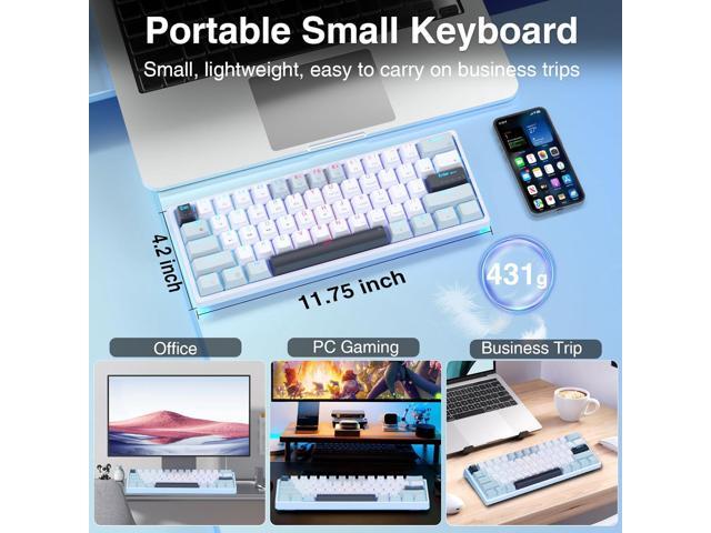 SOLAKAKA SK961 Wireless Mechanical Keyboard with RGB Backlight,Tri-Mode BT5.0/Wired/2.4GHz 60 Percent Wireless Gaming Keyboard,Red Switch