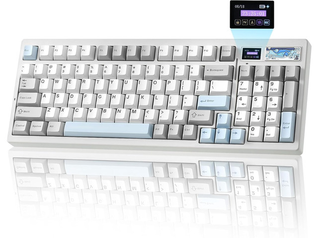 YUNZII IF99 Wireless Mechanical Gaming Keyboard with Smart LCD Display, QMK/VIA Programmable BT/2.4G/USB-C Gasket Mounted Hot Swap RGB 96% Layout...