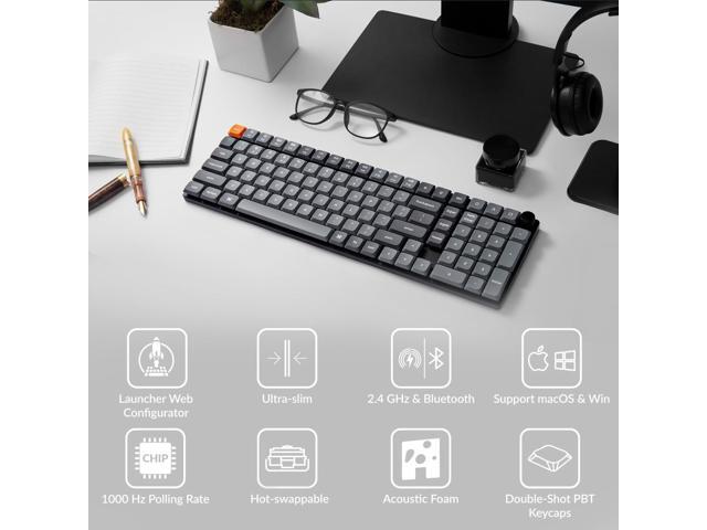 Keychron K17 Max 96% Layout QMK/Launcher Ultra-Slim Wireless/Type-C Wired Mechanical Keyboard with RGB Backlit Hot-Swappable, Low-Profile Gateron...