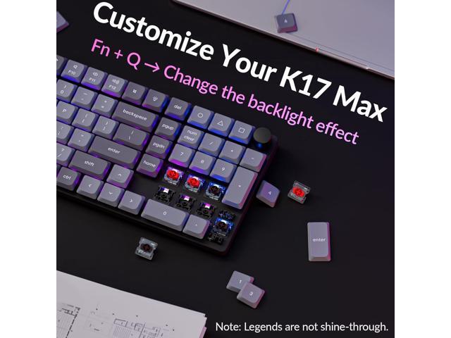 Keychron K17 Max 96% Layout QMK/Launcher Ultra-Slim Wireless/Type-C Wired Mechanical Keyboard with RGB Backlit Hot-Swappable, Low-Profile Gateron...