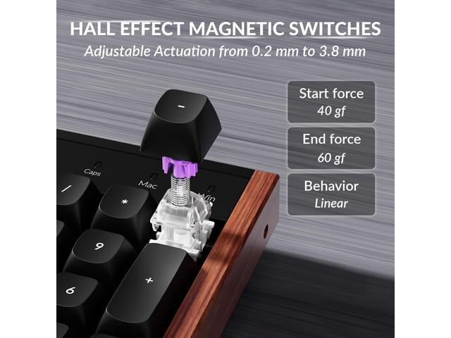 Keychron K10 HE Hall Effect Keyboard Wireless, Magnetic Switch Hot Swappable, Adjustable Actuation Rapid Trigger Mode with Aluminum + Wood Frame,...