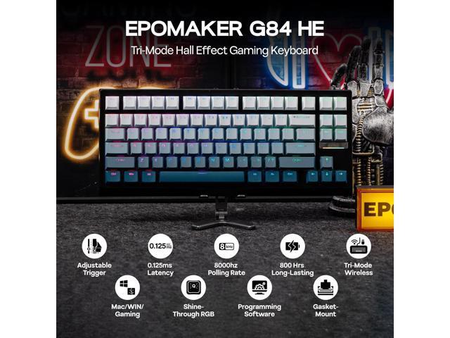 EPOMAKER G84 HE Wireless Hall Effect Keyboard, 8K Polling & 8000mAh, SOCD & DKS, Gaming Keyboard with Fast Trigger & Adjustable Actuation, RGB...