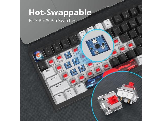 Guffercty kred 75% Gasket Mounted Gaming Keyboard Hot Swappable, 82 Key RGB Backlit Wired TKL Mechanical Keyboard with Knob & Programmable Macros,...