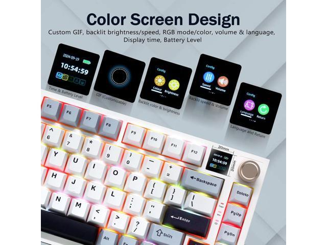 75% Wireless Mechanical Gaming Keyboard, Creamy Sound, Hot Swappable, Pre-lubed Linear Switches, Gasket Structure, Multimedia Display, RGB Backlit,...