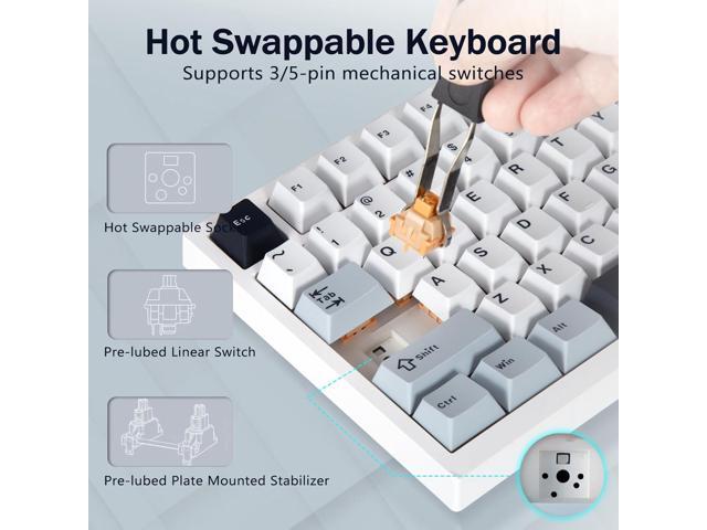 75% Wireless Mechanical Gaming Keyboard, Creamy Sound, Hot Swappable, Pre-lubed Linear Switches, Gasket Structure, Multimedia Display, RGB Backlit,...