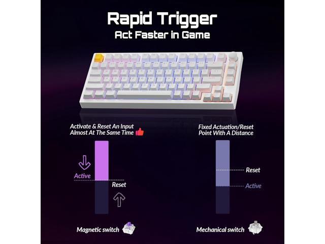 LEMOKEY P1 HE 75% Wireless Custom Mechanical Gaming Keyboard with Gateron Double-Rail Magnetic Switches Knob Version, QMK 2.4 GHz Bluetooth 5.2 RGB...