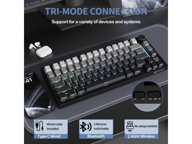 ATTACK SHARK X820 Ultra 75% Wireless Gaming Mechanical Keyboard Hot-Swappable Gasket Mount RGB Backlit BT/2.4G/Wired Custom Keyboard with Smart TFT...