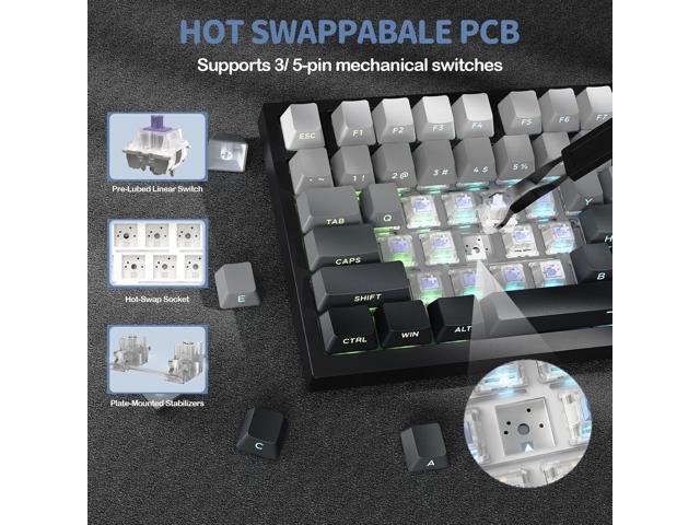 ATTACK SHARK X820 Ultra 75% Wireless Gaming Mechanical Keyboard Hot-Swappable Gasket Mount RGB Backlit BT/2.4G/Wired Custom Keyboard with Smart TFT...