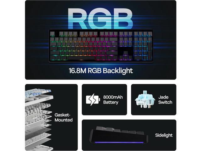 MechLands EPOMAKER TH108 Full Size Mechanical Keyboard, Wireless Gaming Keyboard, 8000mAh Battery, Creamy Gasket, 108 Keys, Hot Swap, Custom...