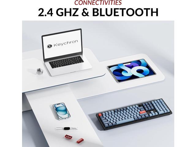 Keychron V6 Max Wireless Custom Mechanical Keyboard, 2.4 GHz Bluetooth 5.1 QMK Full-Size Layout RGB with Hot-swappable Silent Red Switch Compatible...