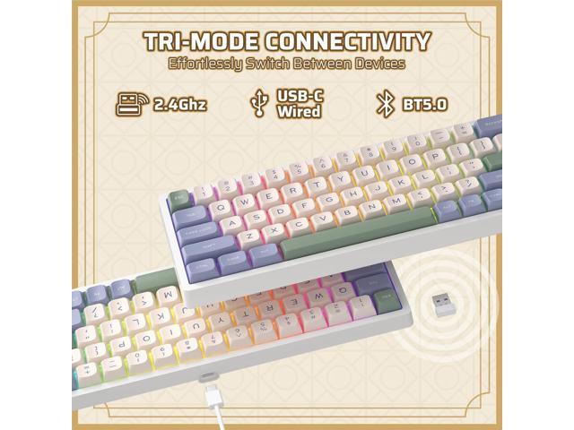 LTC Nimbleback NB682 PRO 65% Wireless Mechanical Keyboard w/Display Screen & Knob, 2.4G/ BT/USB-C Wired RGB 68 Keys Gaming Keyboard, 5-Layer...