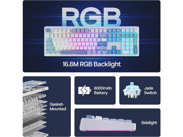 MechLands EPOMAKER TH108 Full Size Mechanical Keyboard, Wireless Gaming Keyboard, 8000mAh Battery, Creamy Gasket, 108 Keys, Hot Swap, Custom...