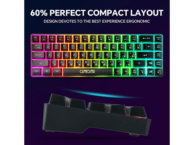 CHONCHOW 60% Gaming Keyboard and Mouse Combo, 68 Keys Wired LED RGB Backlit Black Gaming Keyboard and RGB Backlit Mouse, Small Light up Keyboard...