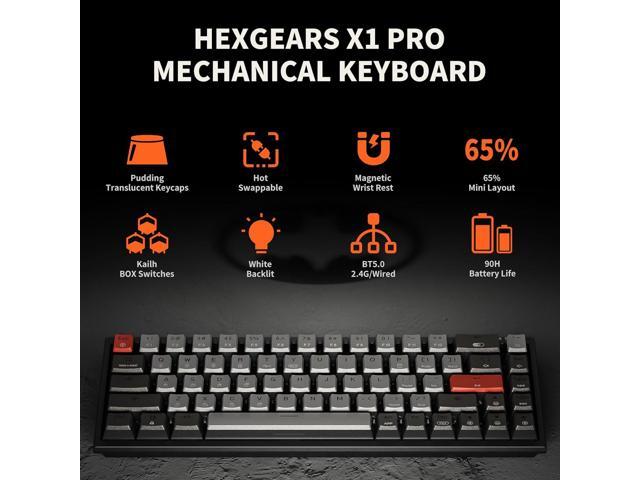 Hexgears X1 Pro Wireless Mechanica Keyboard, Tri-Mode Bluetooth/2.4G/USB-C, Hot-Swappable Tactile Switch Gaming Keyboard, Mini Compact White...