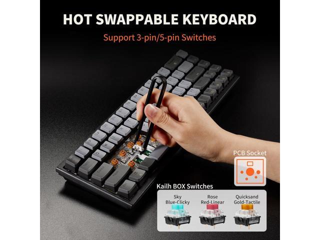 Hexgears X1 Pro Wireless Mechanica Keyboard, Tri-Mode Bluetooth/2.4G/USB-C, Hot-Swappable Tactile Switch Gaming Keyboard, Mini Compact White...