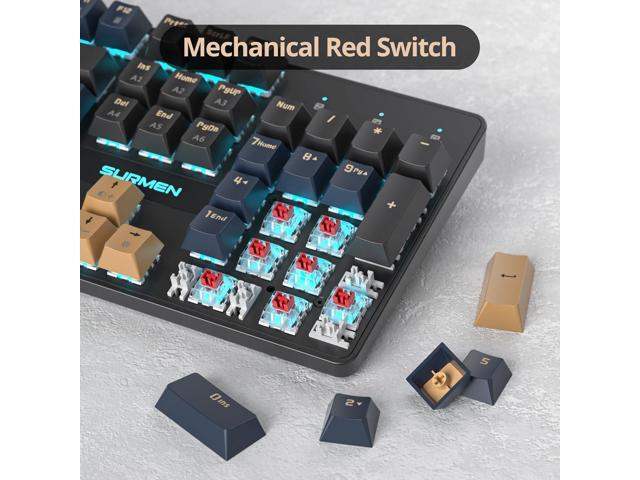 Full Size Mechanical Keyboard, Creamy Keyboard with Number Pad, 104 Keys Wired Gaming Keyboard with Red Switch, RGB Backlit for PC Laptop
