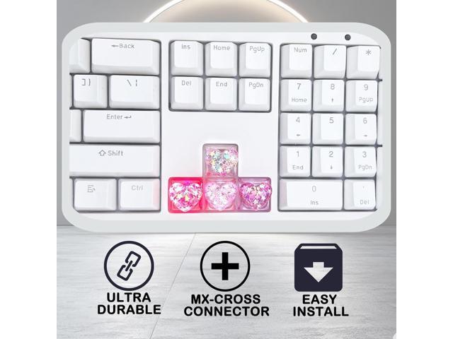 6PCS Bling Heart Custom Keycaps - Cute Artisan Keycap Replacement Key for Cherry MX Mechanical KeyboardsOEM Decoration Profile for Computer Gaming...