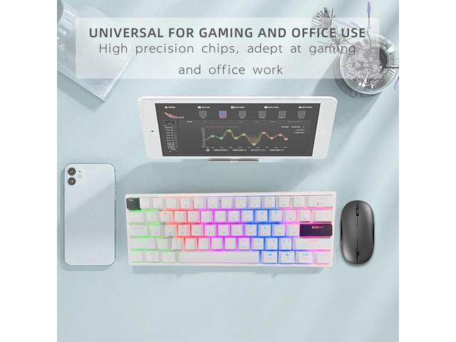 ONE-UP Portable 60% Mechanical Gaming Keyboard LED Backlit Compact 61 Keys Mini Wired Office Keyboard with Blue Switch PBT Keycaps for Windows...