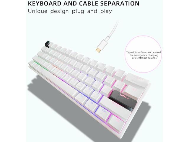 ONE-UP Portable 60% Mechanical Gaming Keyboard LED Backlit Compact 61 Keys Mini Wired Office Keyboard with Blue Switch PBT Keycaps for Windows...
