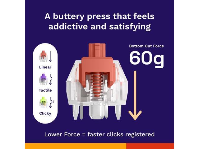 Glorious Fox Linear Mechanical Switches for Mechanical Keyboards: 110 PCS, 3-pin, Transparent for MAX RGB, Pre-Lubed, 45g Force for Gaming and...
