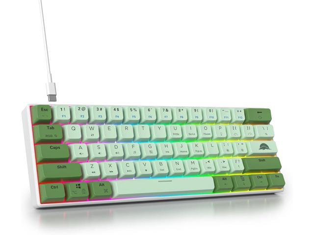 60 Percent Gaming Keyboard Green Matcha Keyboard 61 Keys Wired Mechanical Keyboard Red Switch RGB MDA Keycaps for Windows PC Laptop Gamers(61 Matcha)