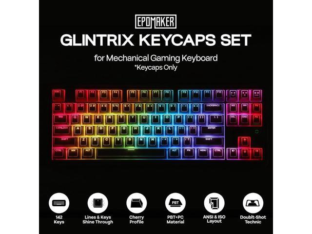 EPOMAKER Glintrix PBT Shine Through Keycaps, Arris & Keys Backlit, Double Shot, Cherry Profile, 60/75/96/Full Size, Custom Keyboard Keycaps Set for...