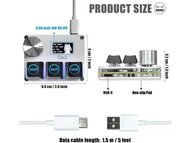 SayoDevice O3C OSU Keyboard Rapid Trigger Hall Switches Magnetic Linear Switches Keyboard with Knob and Screen,Copy Paste,Shotcut,Macro Hotswap...