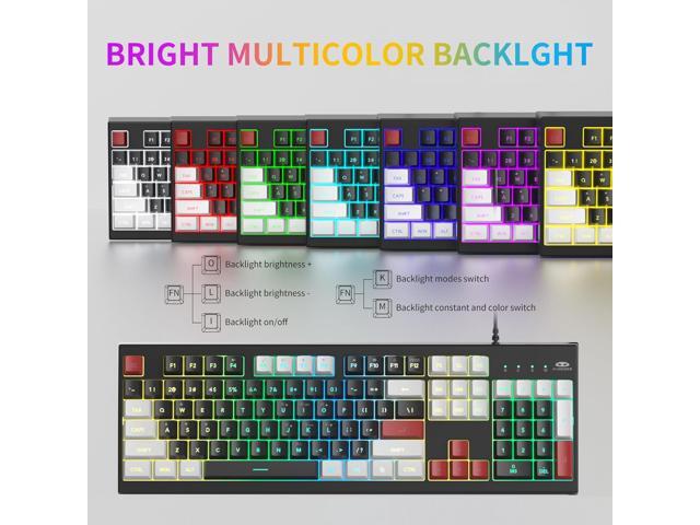 MageGee Creamy Keyboard,K2 Keyboard Wired RGB Backlit 104 Keys Waterproof Ergonomic Keyboards,PC for PC/loptop/MAC - Knight Red