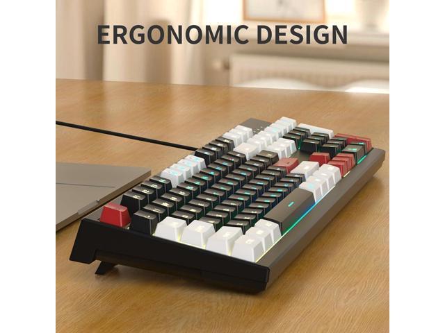 MageGee Creamy Keyboard,K2 Keyboard Wired RGB Backlit 104 Keys Waterproof Ergonomic Keyboards,PC for PC/loptop/MAC - Knight Red