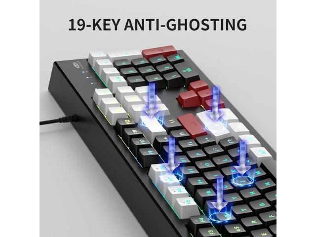 MageGee Creamy Keyboard,K2 Keyboard Wired RGB Backlit 104 Keys Waterproof Ergonomic Keyboards,PC for PC/loptop/MAC - Knight Red