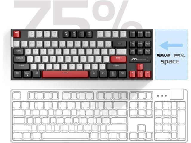 MageGee 75% Mechanical Gaming Keyboard, Blue Switch, LED Backlit, 87 Keys Compact TKL Wired Computer Keyboards for Windows Laptop PC Gamer -...