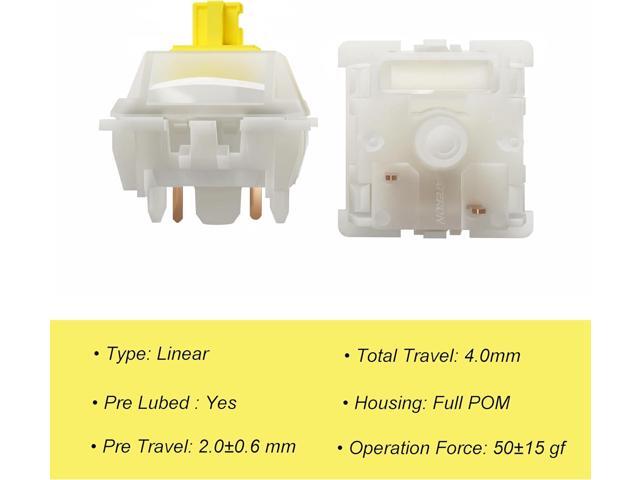 GATERON Milky Yellow Pro V3 Keyboard Switches, Pre-lubed Linear 5 pin for All MX Mechanical Keyboard (90PCS)